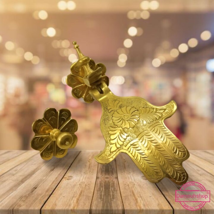 Brass Hamsa Hook: Moroccan Style Vintage Coat/Hat Hook