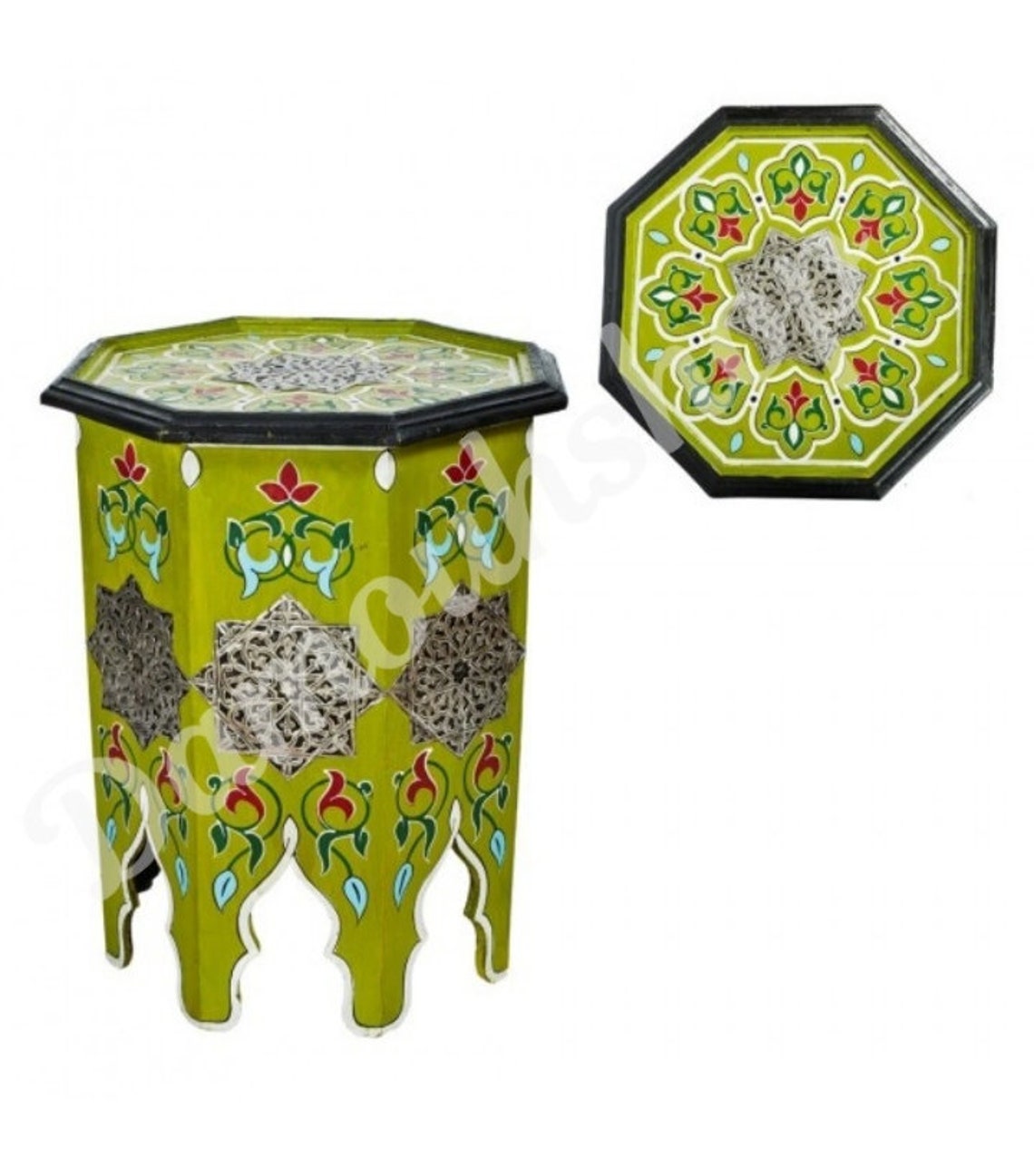 Moroccan Side Table Wooden Table Hand Painted Moroccan Furniture Living