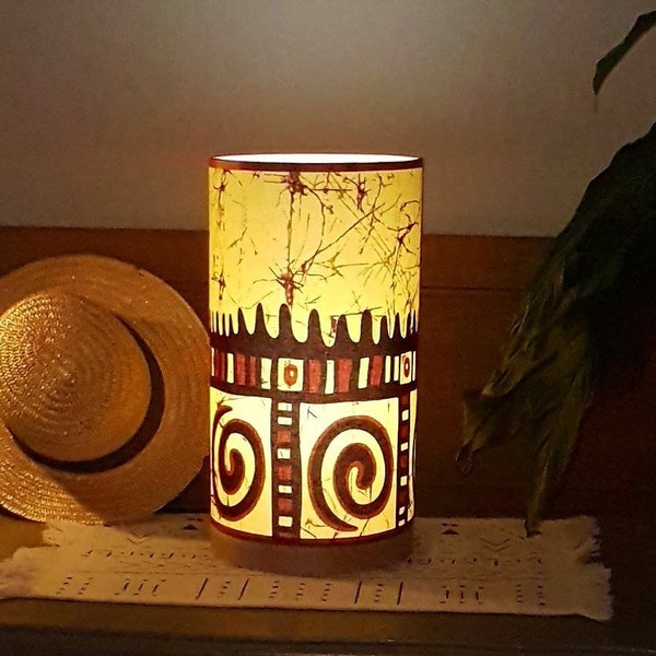 LAMPES tissu Wax style Africain en coton sur pied bois, 2 tailles
