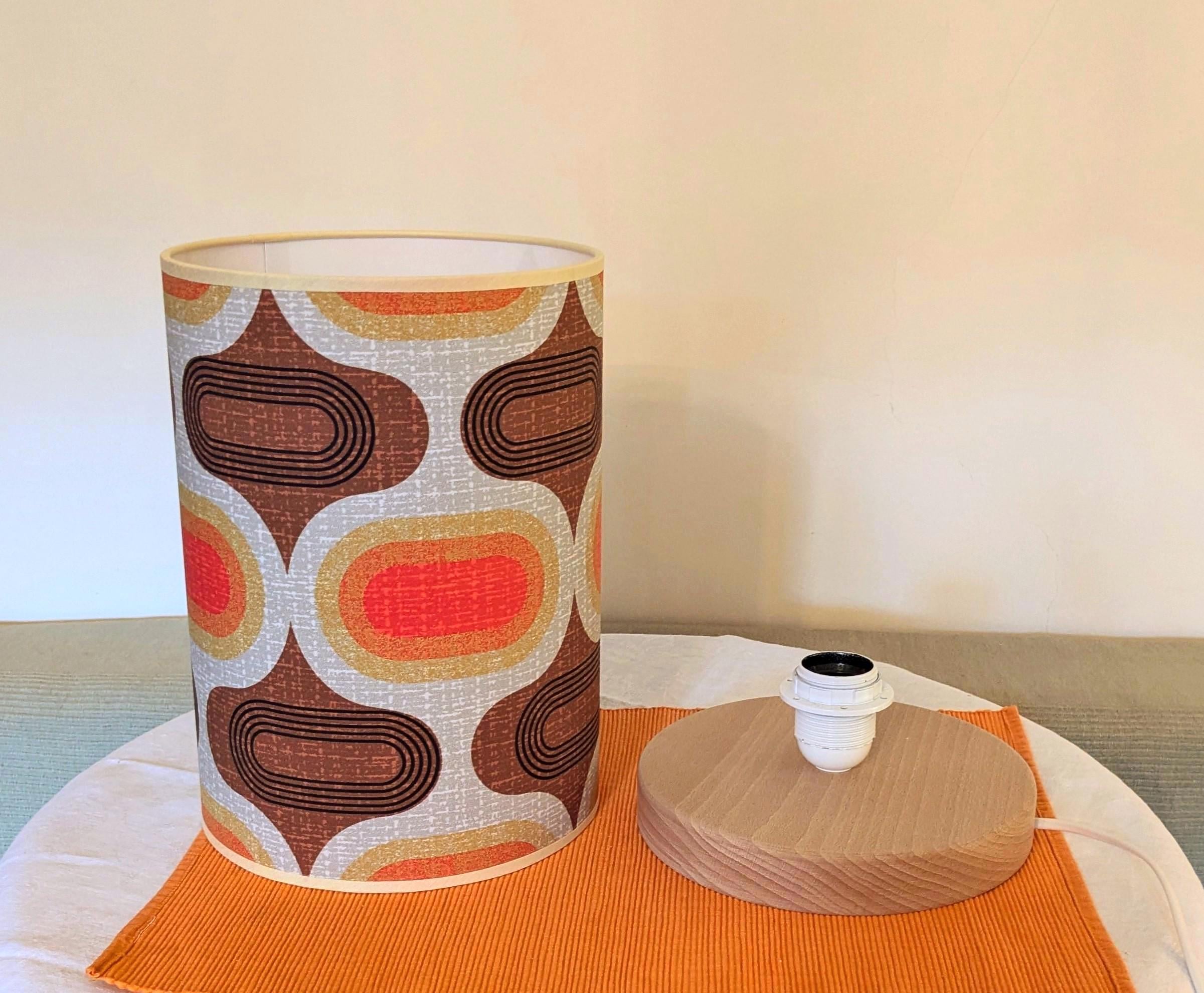 Lampe vintage chromée avec abat-jour tissu 70s