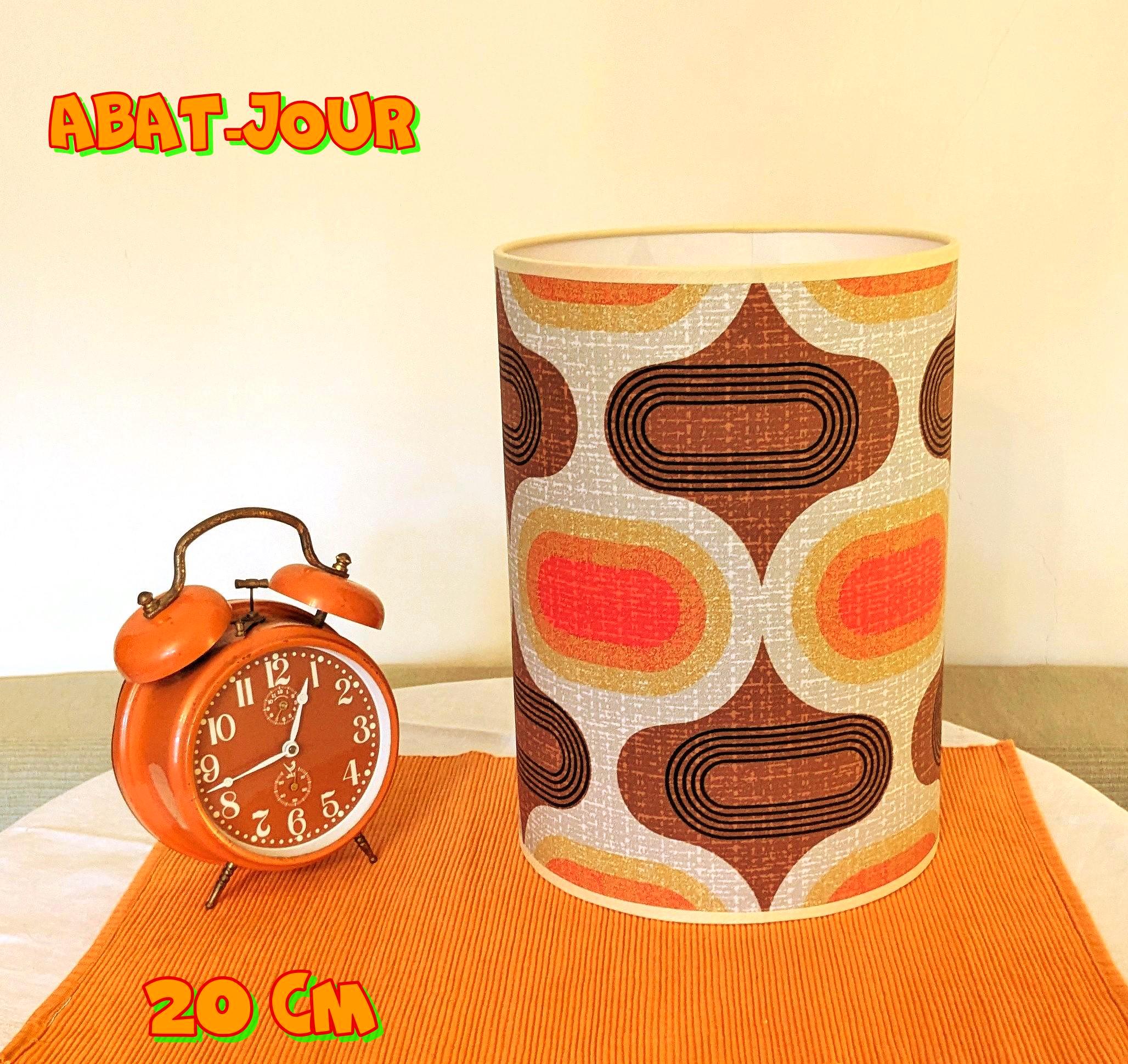 Lot De 3 Abat-jour Vintage 50's/60's - Tissu Sur Carton, Multicolores, 23 Cm