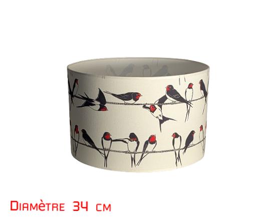 Birds on a wire lampshade, cotton fabric, unique handmade models