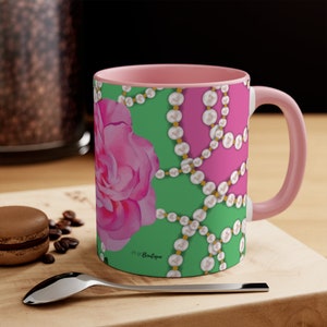 Pink and Green Coffee Mug, Sorority Gifts, Sorority Paraphernalia, Black women gifts,  Coffee Lovers Gift, Sisterhood, Sorority merch