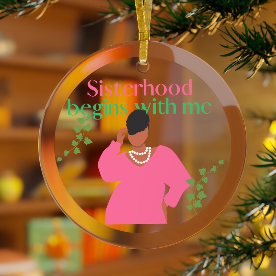 AKA Ornament, Pink and Green Sorority Christmas Glass Ornament, AKA Sorority Gifts Etsy