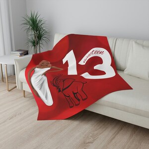 Personalized Red and White Sherpa Fleece Blanket, DST Paraphernalia, D9 Sorority Gift Merch, HBCU Bed Throw, New Home Gift,Housewarming Gift