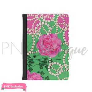 Pink and Green Passport Cover, Sorority Paraphernalia,Travel Gift, Sorority Gift,D9 Inspired Passport Case,Travel Accessories, Travel Wallet