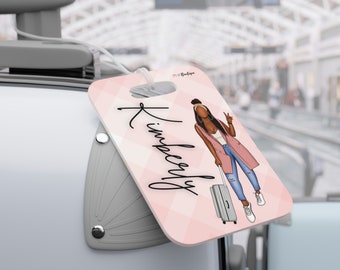 Pink and Green Luggage Tag, Sorority Paraphernalia, Travel Gift, Sorority Gift, D9 Inspired Suitcase Tag, Travel Accessories, Bag Tag