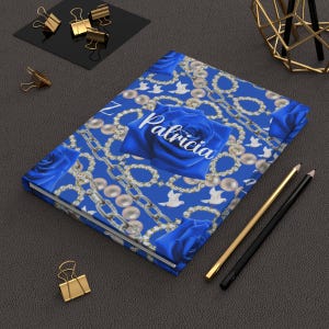 Blue and White Hardcover Journal Matte, D9 Paraphernalia, Sorority Gift Merch, Unique Travel Gift for her, Travel journal, HBCU Divine Nine