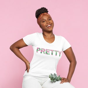 Pretty Soror  Pink and Green T- Shirts, Sorority Gift Merch New Member Gift, Pretty Girl Gifts, Unique Gift for Her, HBCU Divine Nine