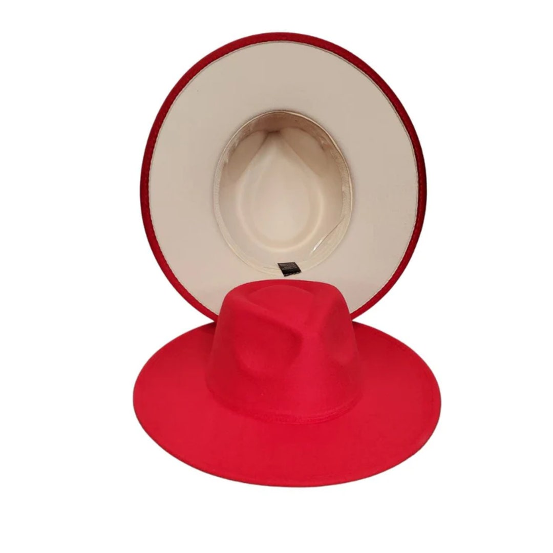 Red and Cream Fedora Hat, Dst Paraphernalia, Delta Sigma Theta Sorority