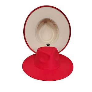 Red and White Wide Brim Fedora hat, DST Paraphernalia, Delta Sorority Line Sister Gift for women, Unique D9 Greek Gifts for Her