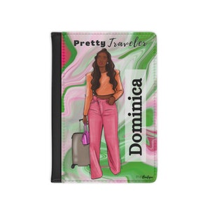 Custom Pink and Green Passport Cover, Sorority Paraphernalia, Travel Gift, Sorority Gift, D9 Inspired Passport Case, Passport Wallet