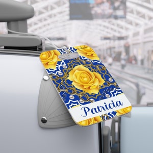Custom Blue and Gold Luggage Tag, D9 Paraphernalia, HBCU Divine Nine Sorority Gift, Travel Accessories Bag Tag, Unique Travel Gift for her