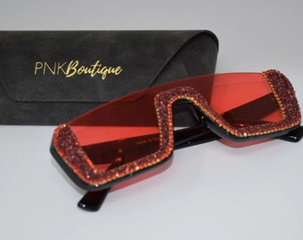 Zomertijdaccessoires 1913 Unieke rode bling-zonnebril, Soror Delta Gifts, J13 DST Founders Day Gift, verwoestende diva Oo-oop Delta-jubileum