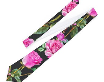 Pink and Green Rose Sorority Inspired Necktie | Gift for Her
