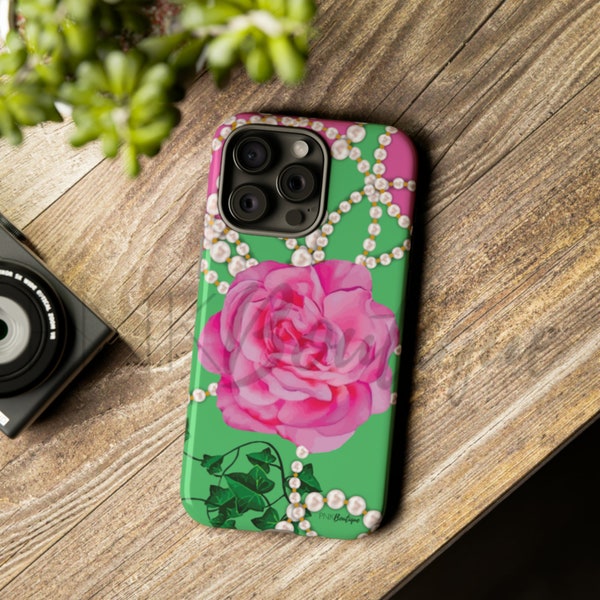 Rosa und Grün Handyhüllen, AKA Paraphernalia, Alpha Kappa Alpha, Sorority Geschenk, iPhone Hülle, Samsung Galaxy Hülle, Google Pixel Hülle, Aka Geschenke