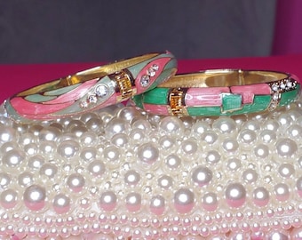 Roze en groene armbanden, geschenken studentenvereniging / Uniek cadeau voor haar / vrouwenclubarmband / sieraden armband / zwarte dames cadeau / niet-aanslagvrije armband