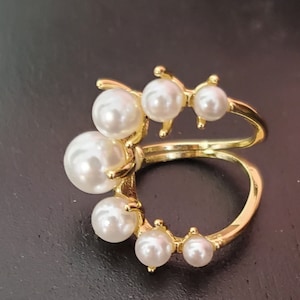 Vintage Perlenring // Süßwasserperle Statement Ring // verstellbares Ring Geburtstagsgeschenk für Frauen // Muttertagsgeschenk für Mama // Weiße Perle