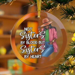 Pink and Green Sisters Stocking Stuffer Glass Ornament,  D9 Greek Xmas  Sorority Ornament Gift, New Member Christmas Gift for Her