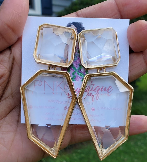 Clear statement shop earrings