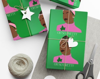 Personalized Pink and Green Affair Wrapping Paper, J15 Founders Day, Alpha Kappa Alpha, AKA Paraphernalia, Sorority Gift, AKA Wrapping Paper