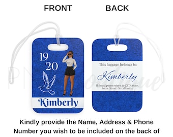 J16 ZPB Founders Day Gift, Zeta Phi Beta Monogram Luggage Tag,Zeta Sorority Educator Keepsake, Sorority Gifts Luggage Tags, Finer woman Dove