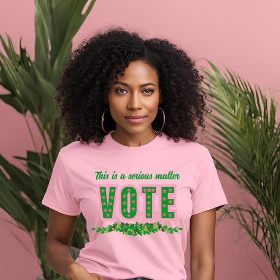 Pink and Green Vote T-shirt, Sorority Paraphernalia, D9 Sorority