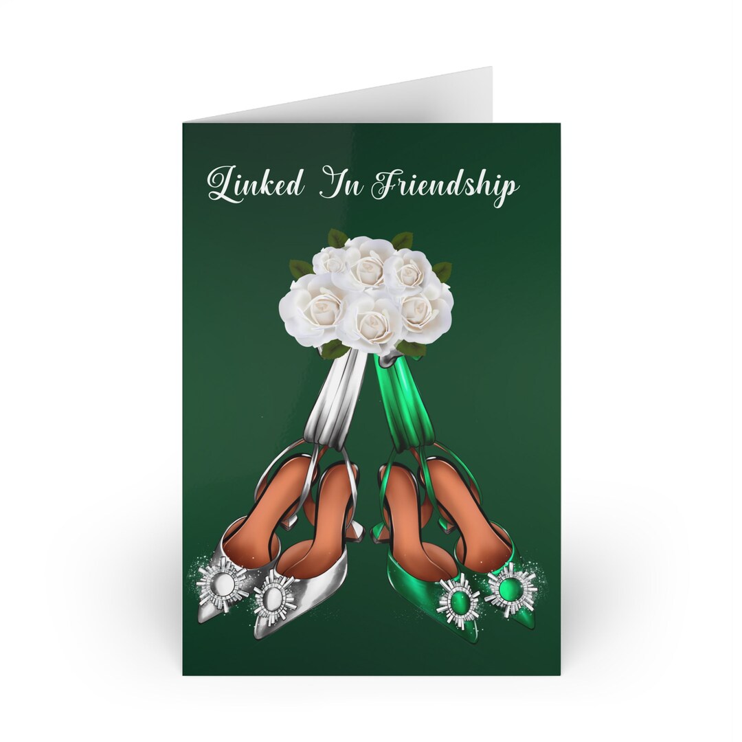 The Links Inc Greeting Cards 10pcs, Green and White Note Cards, Links Incorporated