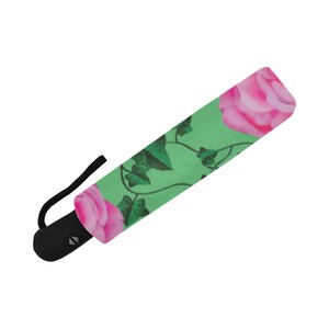 Pink and Green Auto Foldable Umbrella, Alpha Kappa Alpha, AKA Paraphernalia, Sorority Gifts, Foldable Umbrella, AKA Umbrella, AKA 1908 image 4