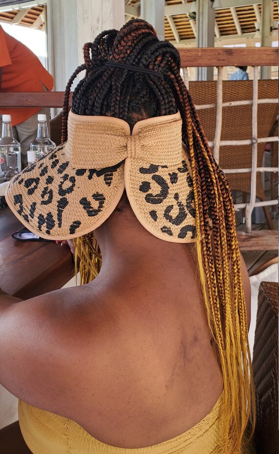 Foldable Wide Brim Leopard Bow Straw Hat // Rollable Summer  display picture 1