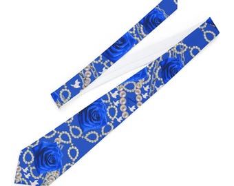 Blue and White Zeta Sorority-Inspired Women Necktie | Stylish Women Neckwear