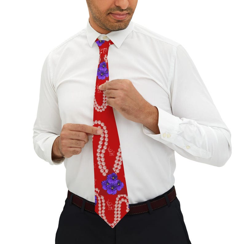 Red and White Delta Sorority Inspired Necktie | Elegant Sisterhood Gift for Her image 7