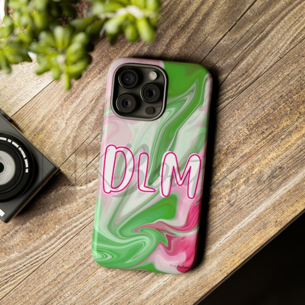 Monogramm Rosa und Grün Handyhüllen, AKA Paraphernalia, Alpha Kappa Alpha, Sorority Geschenk, iPhone Hülle,Samsung Galaxy Hülle, Aka Geschenke