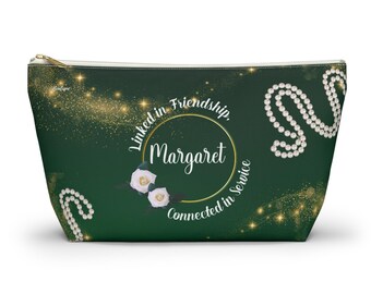 Green and White Accessory Pouch: The Links Friendship Cosmetic Bag