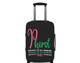 Custom Pink and Green Sorority Luggage Cover: HBCU Travel Gift