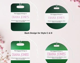 Pink and Green D9 Sorority Inspired Personalized Luggage Tag