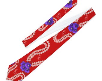 Red and White Delta Sorority Inspired Necktie | Elegant Sisterhood Gift for Her