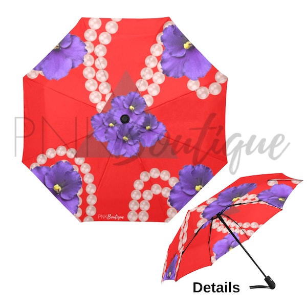 Red and White Auto-Foldable Umbrella, Delta Sigma Theta, DST Paraphernalia, Foldable Umbrella, Delta Umbrella, Crimson and Cream, 1913