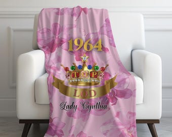Personalized Pink Floral Velveteen TLOD Blanket | Elegant Gift for Her | Luxury Home Décor