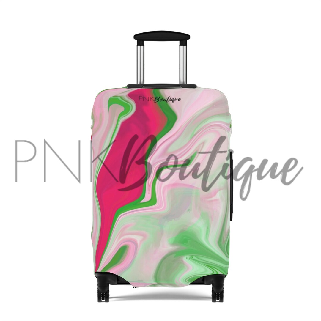 Pink and Green Luggage Cover / AKA Paraphernalia / Travel Gift Etsy