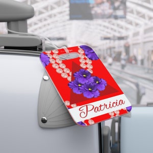 Custom Red and White  Luggage Tag, Crimson and Cream, Delta Sorority Gift, Travel Gift for Her, Delta Address Tag, D9 Greek Probate Gift