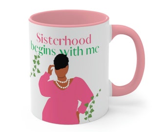 Pink and Green Sisterhood Coffee Mug: HBCU Sorority Gift