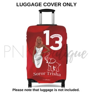 Delta Sigma Theta Red and white Luggage Cover / Black Women's Gift / Travel Gift / Luggage Protection / Delta Sigma Theta /DST Paraphernalia