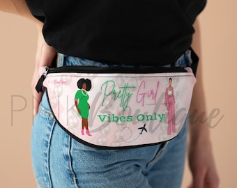 Pink and Green Fanny Pack, Fanny Pack Belt Bag, AKA Paraphernalia, Alpha Kappa Alpha Sorority Gifts, Fanny pack for women, AKA Waist Bag