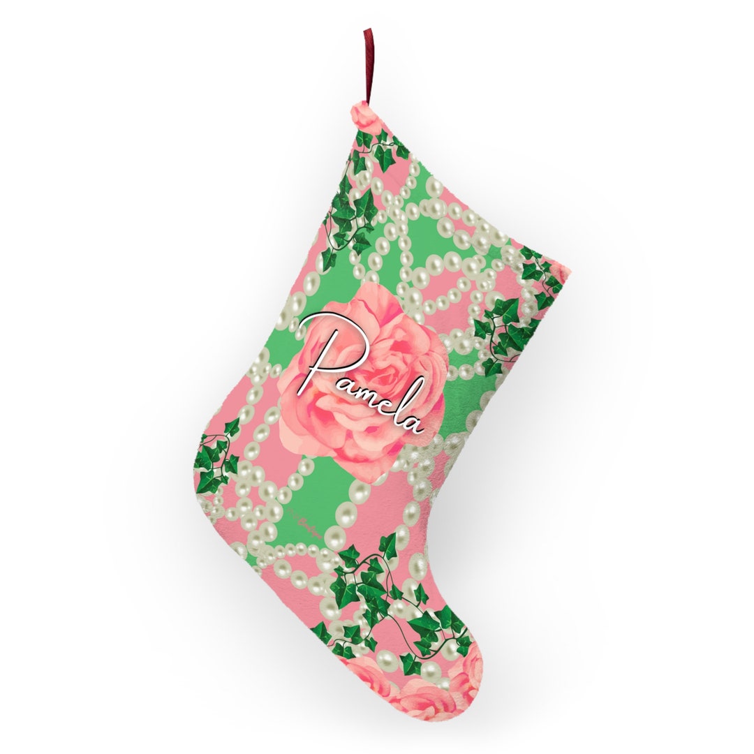 Pink And Green Christmas Stockings 
