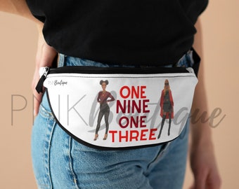 レッド＆ホワイトのDSTファニーパック：デルタシグマシータベルトバッグ