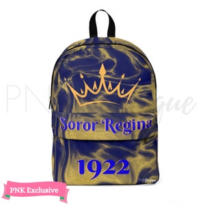 Personalized Blue and Gold Bag Pack, D9 Sorority Gift Merch, Unique Sister Gifts, Travel Accessories, Pretty Poodle School Bag College
