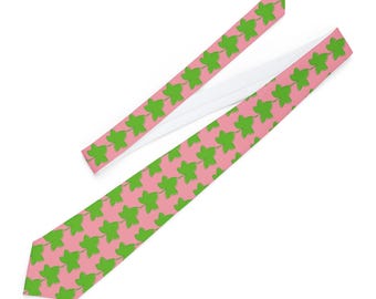Ivy Pink and Green Sorority Inspired Necktie | Stylish Women Neckwear