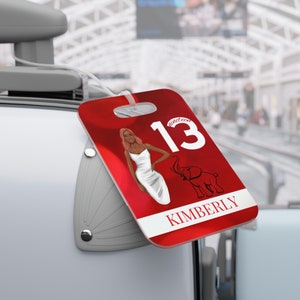 Custom Red and White  Luggage Tag, Crimson and Cream, Delta Sorority Gift, Travel Gift for Her, Delta Address Tag, D9 Greek Probate Gift