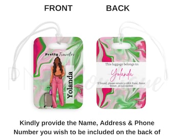 Alpha Kappa Alpha Signature Print Luggage Tag, AKA Paraphernalia, AKA HBCU Graduation Gifts, Luggage Tags for Women, 1908